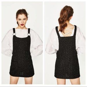 NWOT Zara Trafaluc Black Pinafore Mini Dress XS